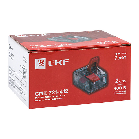 EKF PROxima Клемма СМК 221-412 2 отверстия 0.2-4.0 мм2 (100шт.)