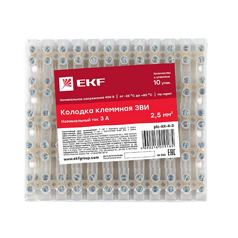 EKF PROxima Колодка клеммная (4мм) 3А (10шт.)