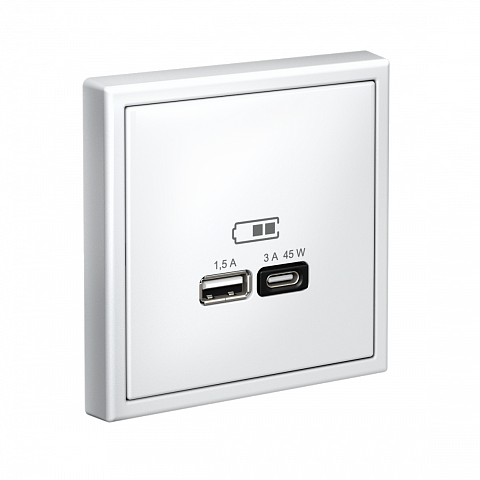 Systeme Electric ArtGallery Белый USB Розетка A + тип-C 45Вт высокоскор.заряд. QC, PD, механизм