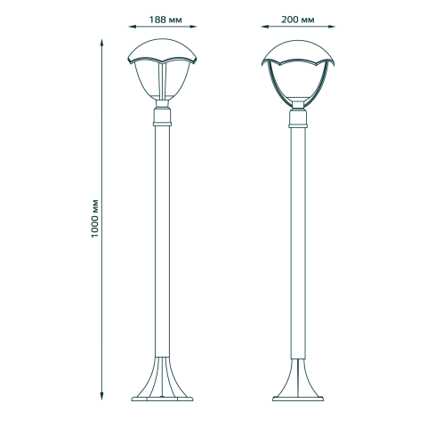 Gauss Светильник садово-парковый Aura столб 200*200*1000mm, 170-240V / 50Hz, 1xE27, Max.60W, IP: 54,
