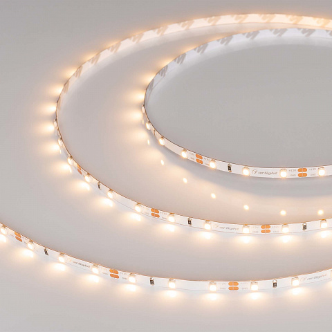 Arlight Светодиодная лента RT-A60-5mm 12V Warm3000 (4.8 W/m, IP20, 2835, 5m) (узкая)