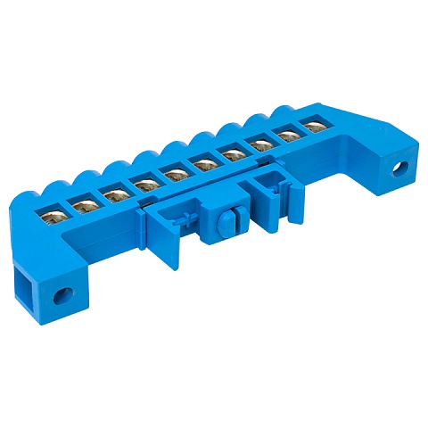 EKF PROxima Шина "0" N (8х12мм) 10 отверстий латунь синий нейлоновый корпус комбинированный розничный стикер