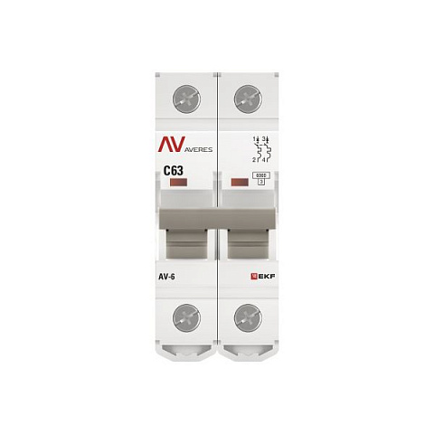 EKF Averes AV-6  Автоматический выключатель  (С) 2P 63А 6kA