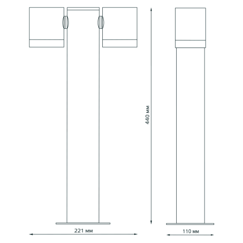 Gauss Светильник садово-парковый Sonata ландшафтный столб, 1xGU10, 90x70x470mm, 170-240V / 50Hz, Max.35W IP54,