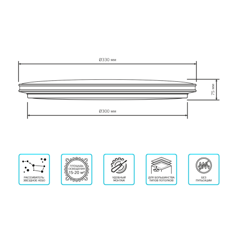 Gauss Светильник Basic Space Line НПС 24W 2050lm 4000K  220-240V IP20 330*75 LED 1/20