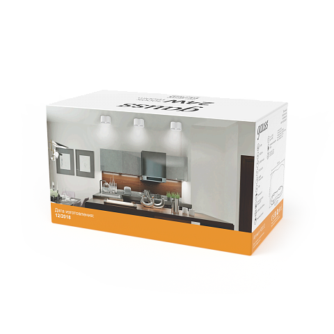 Gauss Светильник Overhead наклдвойной цилиндр 24W 1600lm 3000K 170-240V IP20 180*100мм белый LED