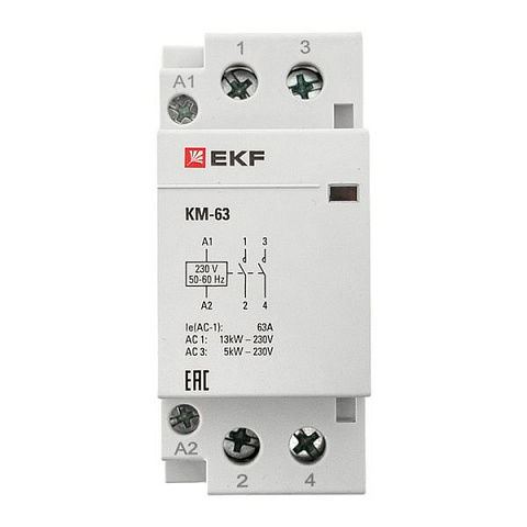 EKF PROxima Контактор модульный КМ 63А 2NО (2 мод.)