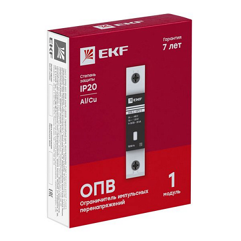 EKF PROxima Ограничитель импульсных напряжений ОПВ-B/1P In 30кА 400В с сигн.