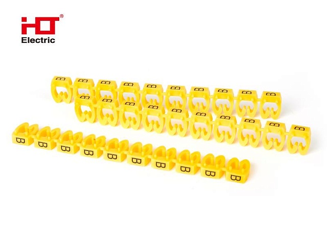 Маркер наборный - символ "B" желтый 2,5 мм² (уп./100 шт.) HLT