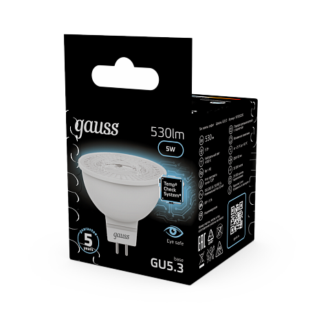 Gauss Лампа MR16 5W 530lm 4100K GU5.3 LED