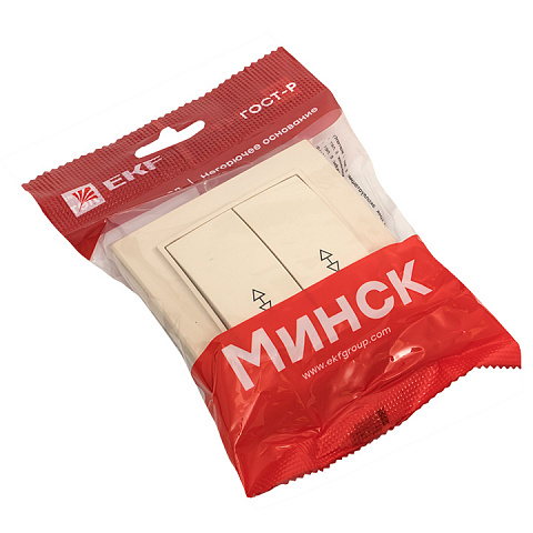 EKF Basic Минск Бежевый Выключатель проходной 2-кл, 10А, СП