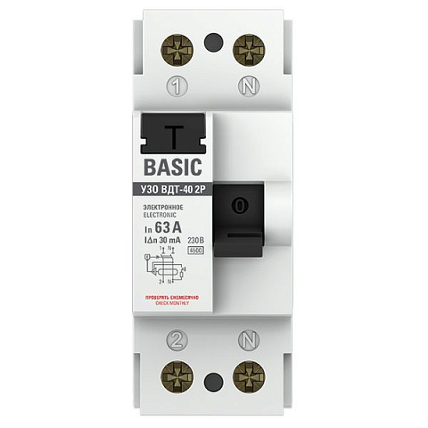 EKF Basic ВДT-40  УЗО 2P 63А/30мА (AC) электронное