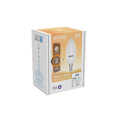 Gauss Лампа Smart Home С37 5W 470lm 2700К Е14 диммируемая LED
