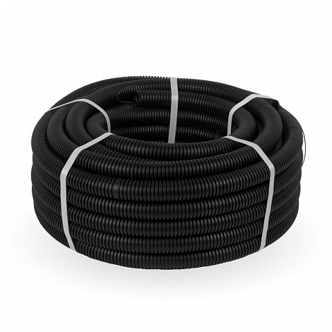 Гофра ПВХ гибкая d 32 мм Промрукав легкая 350 Н черная с/з (25 м/1375 м уп/пал)