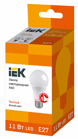 IEK Лампа светодиодная ECO A60 шар 11Вт 230В 3000К E27