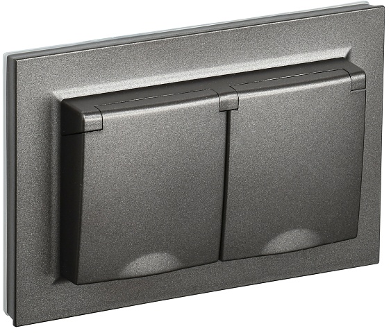 IEK BRITE Темн.бронза Розетка 2-я с кр. 16А в сборе IP44 РСбш12-3-44-БрТБ