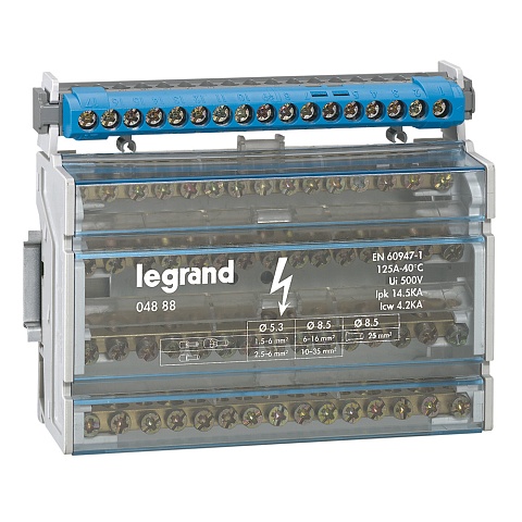Legrand Кросс-модуль на DIN-рейку или пластину 4Рх125А(по 15отв) 8 М.