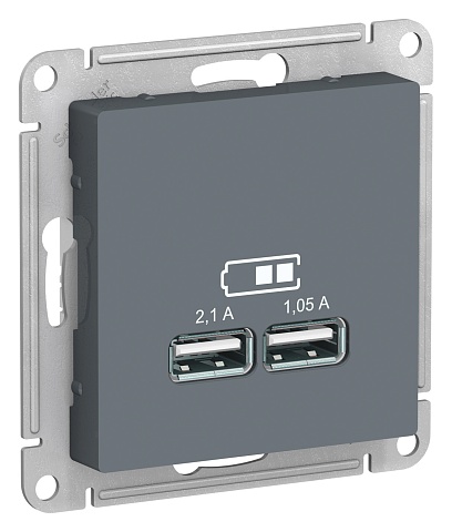 SE Atlasdesign USB Розетка A+A, 5В/2, 1 А, 2х5В/1, 05 А, механизм, грифель