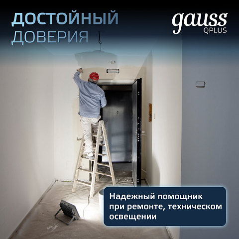 Gauss Прожектор Qplus 100W 12000lm 6500K 175-265V IP65 черный LED