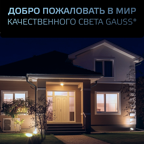 Gauss Прожектор Qplus 10W 1000lm 6500K 200-240V IP65 черный LED