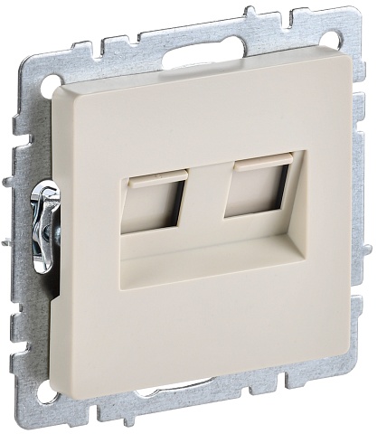 IEK BRITE Розетка компьютерная двойная RJ45 кат.5E РК10-2-БрКр бежевый