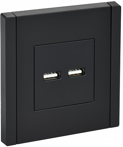 IEK FORTE&PIANO Черный Розетка USB A+A 3,1А FP149
