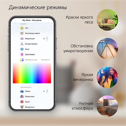Gauss Лента Smart Home 12W 1000lm 3000-6000К 100-240V IP20 3м RGBW+изм.цвет.темп.+дим. LED