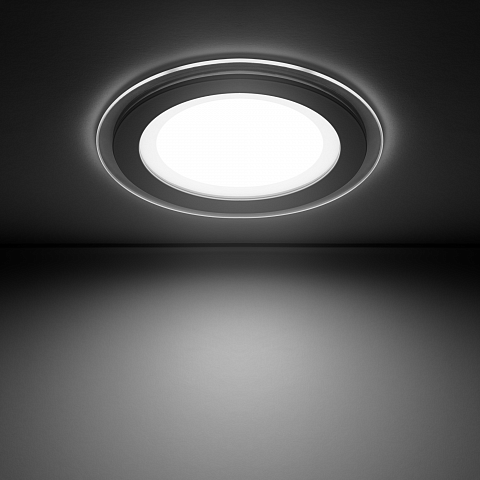 Gauss Светильник Glass круг 12W 990lm 4000K 220-240V IP20 монт Ø118 160*35 с дек стеклом LED