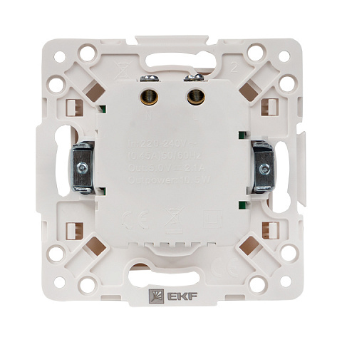 EKF PROxima Стокгольм Белый Розетка USB 2-ая, 2,1А