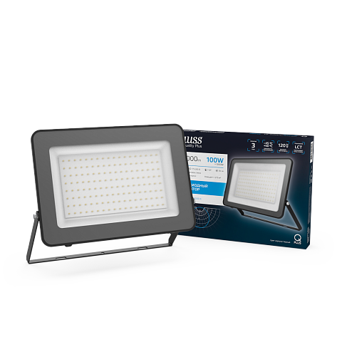 Gauss Прожектор Qplus 100W 12000lm 6500K 175-265V IP65 черный LED