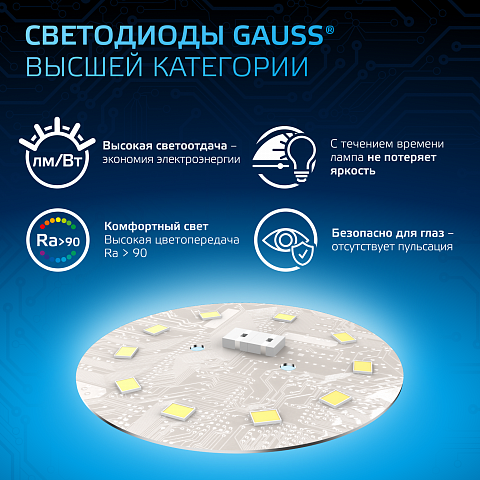 Gauss Лампа Свеча 9.5W 950lm 6500К E14 LED 1/10/100