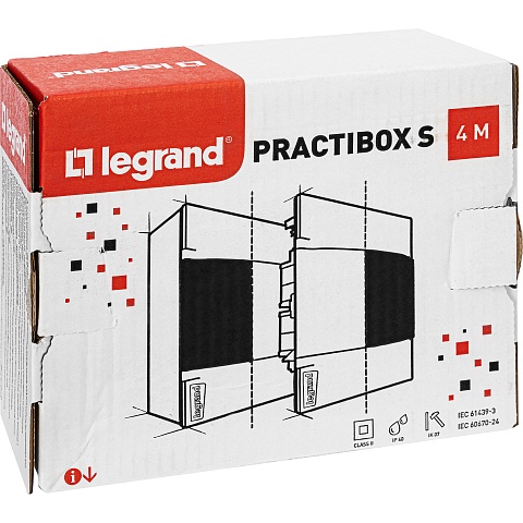 Legrand Practibox S Пластиковый щиток Навесной 1X4 Дымчатая дверь