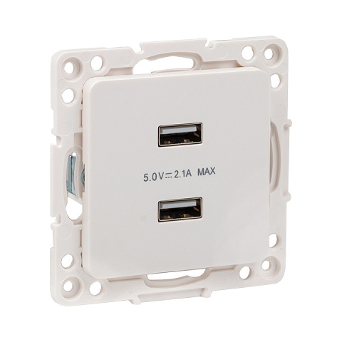 EKF PROxima Стокгольм Белый Розетка USB 2-ая, 2,1А