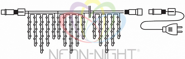 NEON-NIGHT Гирлянда Айсикл (бахрома) светодиодный, 1,8 х 0,5 м, белый провод, 230 В, диоды ТЕПЛЫЙ БЕЛЫЙ, 48 LED