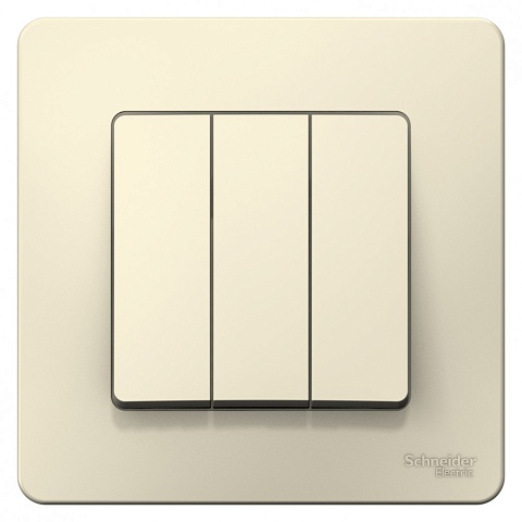 SE Blanca С/У 3-клавишный Выключатель (cх.1+1+1), 10А, 250В, молочный