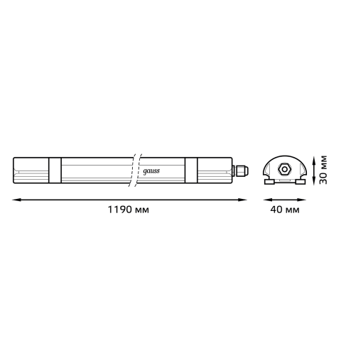 Gauss Светильник линейный ULTRACOMPACT 36W 3600lm 4000K 185-265V IP65 1190*40*30мм LED
