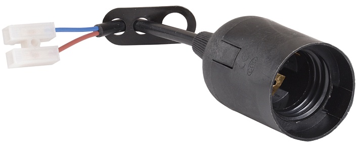 IEK Ппл27-04-К52 Патрон подвесной с шнуром, пластик, Е27, черный (50 шт), стикер на изделии,