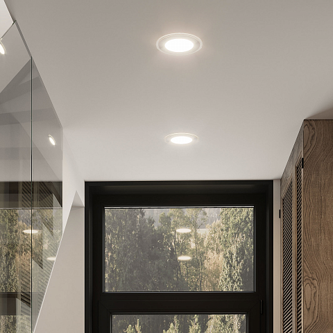 Gauss Светильник Glass круг 12W 990lm 4000K 220-240V IP20 монт Ø118 160*35 с дек стеклом LED