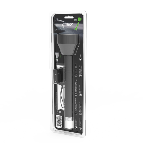 Gauss Фонарь ручной модель GFL201 5.5W 180lm Li-ion 2400mAh LED 1/10/40