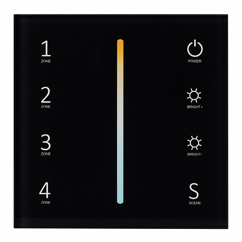 Arlight Панель Sens SMART-P43-MIX Black (230V, 4 зоны, 2.4G) (IP20 Пластик, 5 лет)