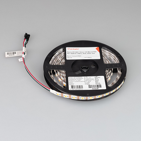 Arlight Лента SPI-B60-10mm 12V Warm2700-PX1-RAM (9.3 W/m, IP20, 5060, 5m) (бегущий огонь)