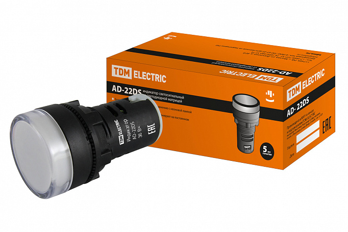 TDM Лампа AD-22DS(LED)матрица d22мм белый 36В AC/DC