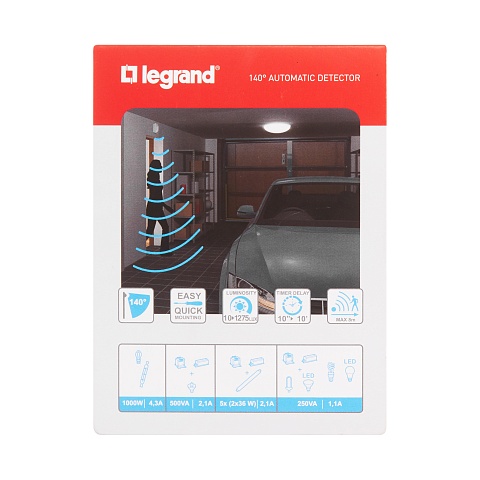 Legrand Lighting Management Датчик движения PIR настенный 140°, блистер