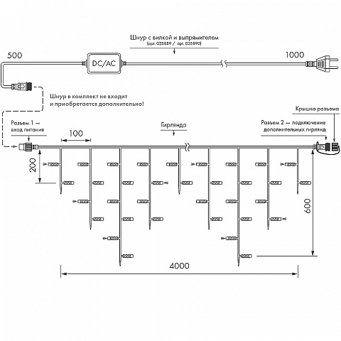 Arlight Светодиодная гирлянда ARD-EDGE-PRO-4000x600-WHITE-128LED-MILK-FLASH White (230V, 8W) (Ardecoled, IP65)