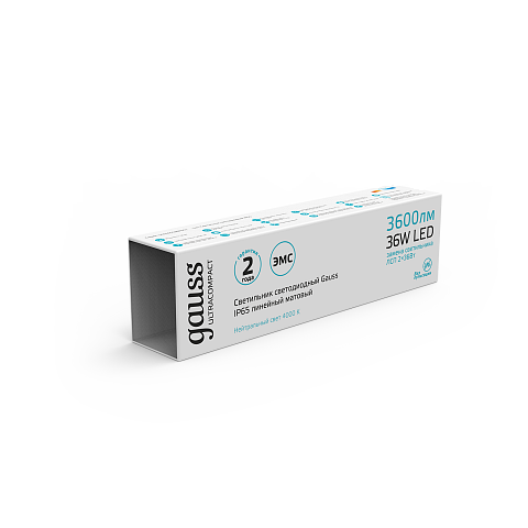 Gauss Светильник линейный ULTRACOMPACT 36W 3600lm 4000K 185-265V IP65 1190*40*30мм LED