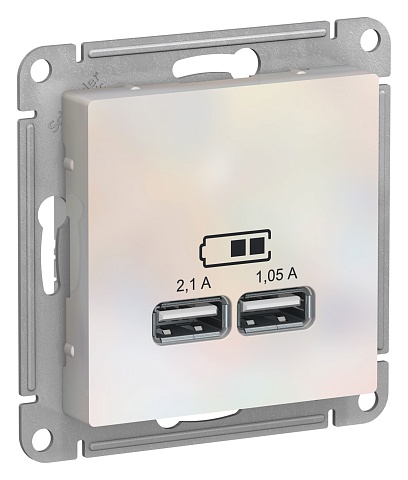 SE Atlasdesign USB Розетка A+A, 5В/2, 1 А, 2х5В/1, 05 А, механизм, жемчуг