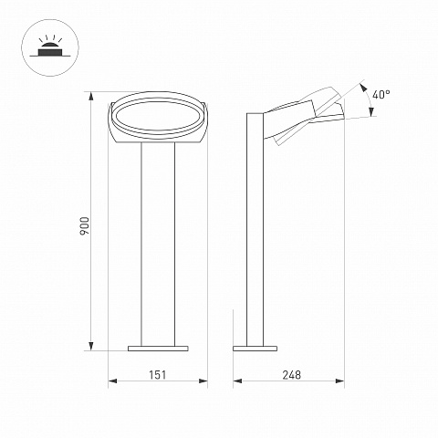 Arlight Светильник LGD-EYE-BOLL-H900-6W Warm3000 (GR, 117 deg, 230V) (IP54 Металл, 3 года)