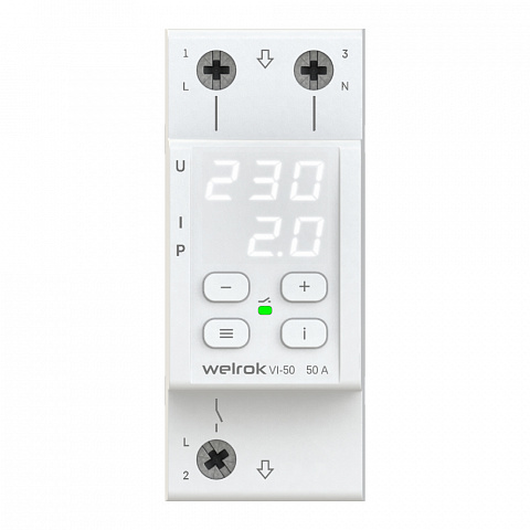 Welrok VI-50 Реле напряжения с контролем тока 50 А (max 60 A), 11 000 ВА