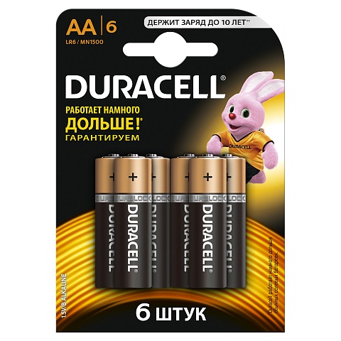 Duracell 81545408 Алкалиновая батарейка типа AA / LR6 / MN 1500" LR6-6BL BASIC
