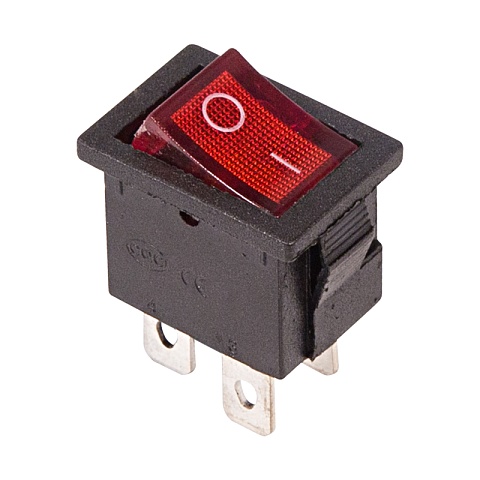 Выключатель клавишный 250V 6А (4с) ON-OFF красный с подсветкой Mini Rexant